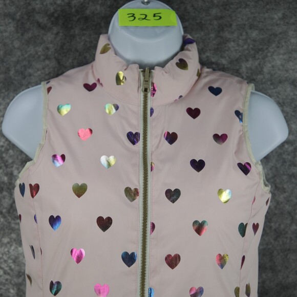 Gap Other - Gap Puffer Vest Girls L/XL Womens XS Off White Pink Metallic Iridescent Heart